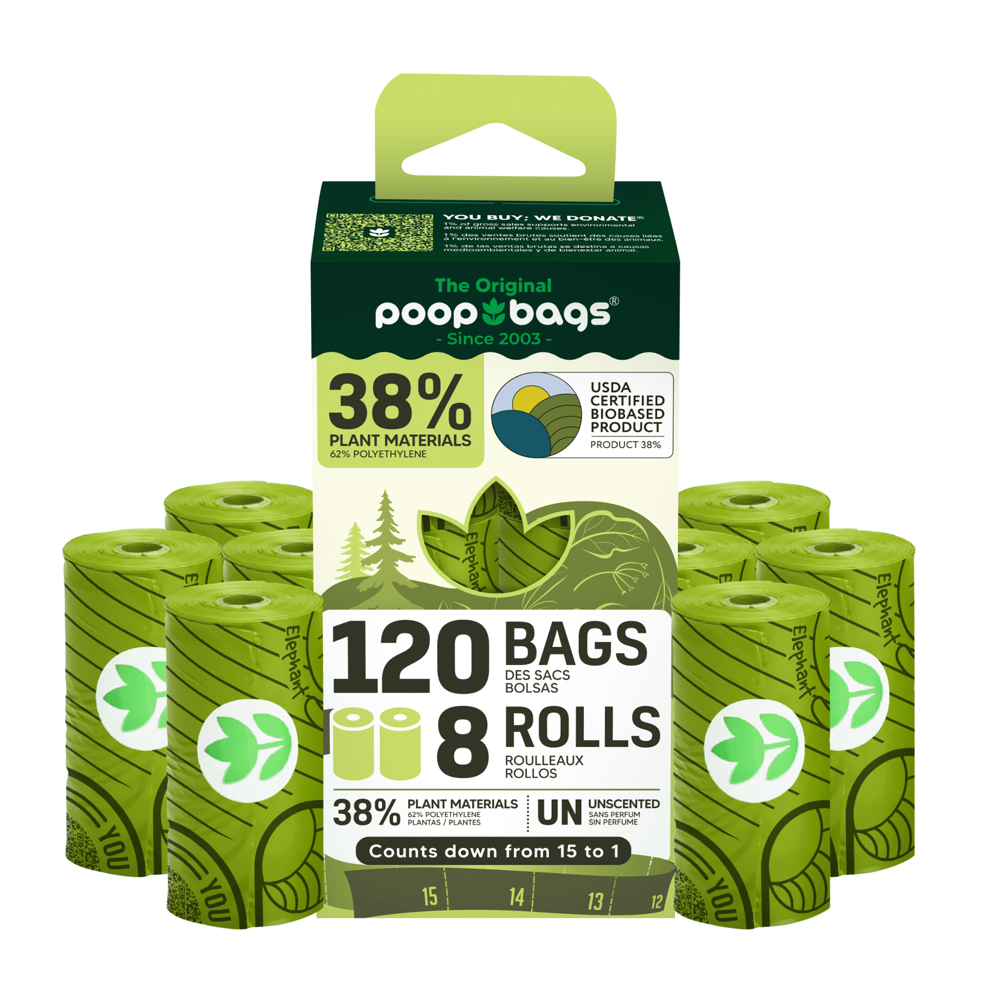 Biodegradable dog waste bags 120 count 8 rolls plant based