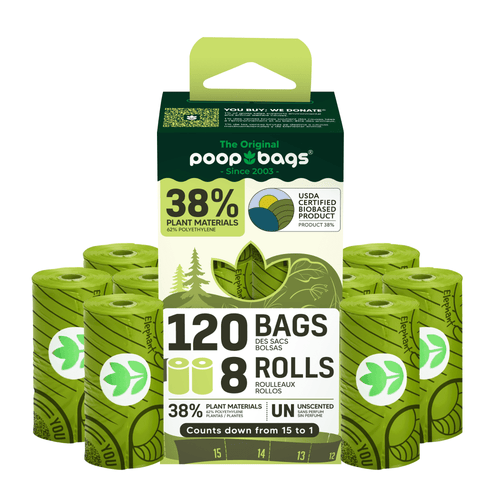 Biodegradable dog waste bags 120 count 8 rolls plant based